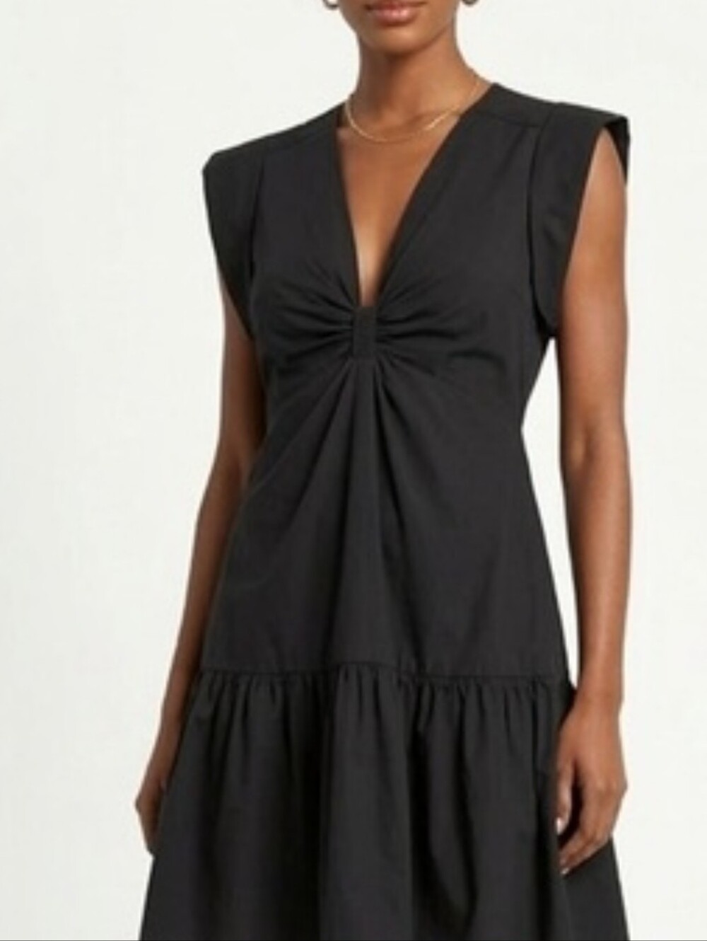 Steve Madden Black Sleeveless V-Neck Knot Detail Midi Dress
